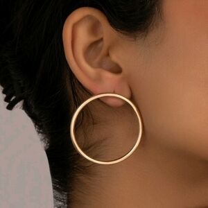 NEW! Simple Minimalist Open Hoop Gold Post Earrings